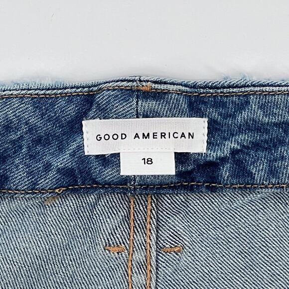 Good American NWT Good Boy Twisted Slit Jeans Women’s Size 18 Blue875 - Picture 6 of 8